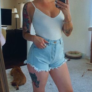 High Waisted Light Denim Shorts